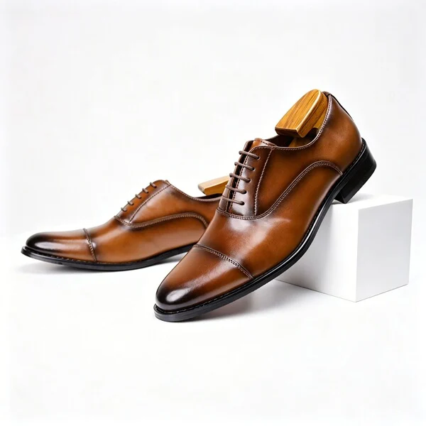 Oxford men's shoes, genuine leather formal shoes, three-joint men's leather shoes, height-increasing leather shoes, British style photo 3