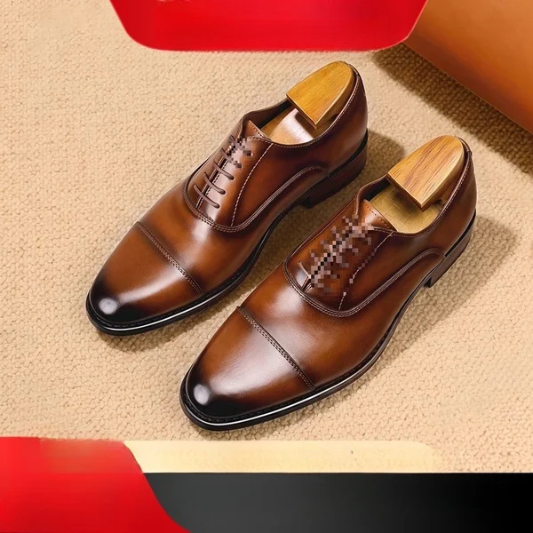 Oxford men's shoes, genuine leather formal shoes, three-joint men's leather shoes, height-increasing leather shoes, British style photo 1